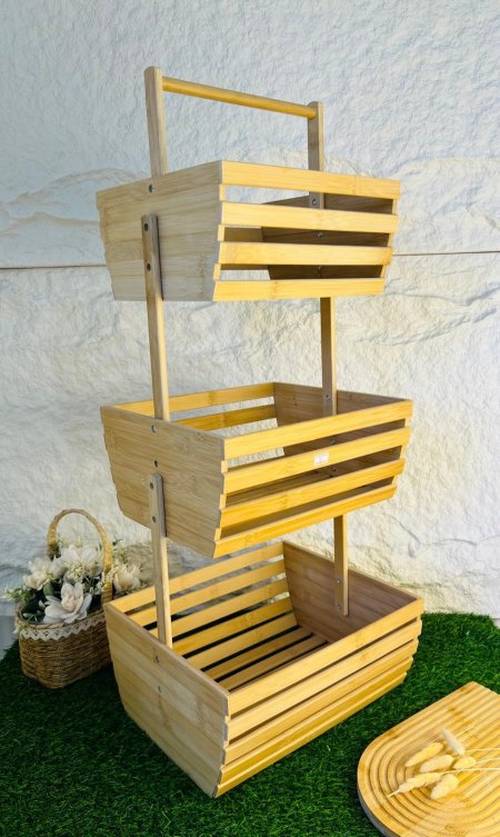 ستاند خشبي منظم مكون من 3 طبقات مميز وعملي وأنيق وذا جودة عالية